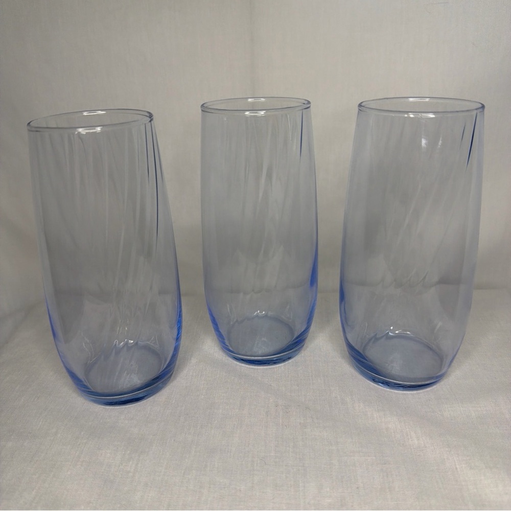 Libbey Set of Three Light Blue Glass Tumblers